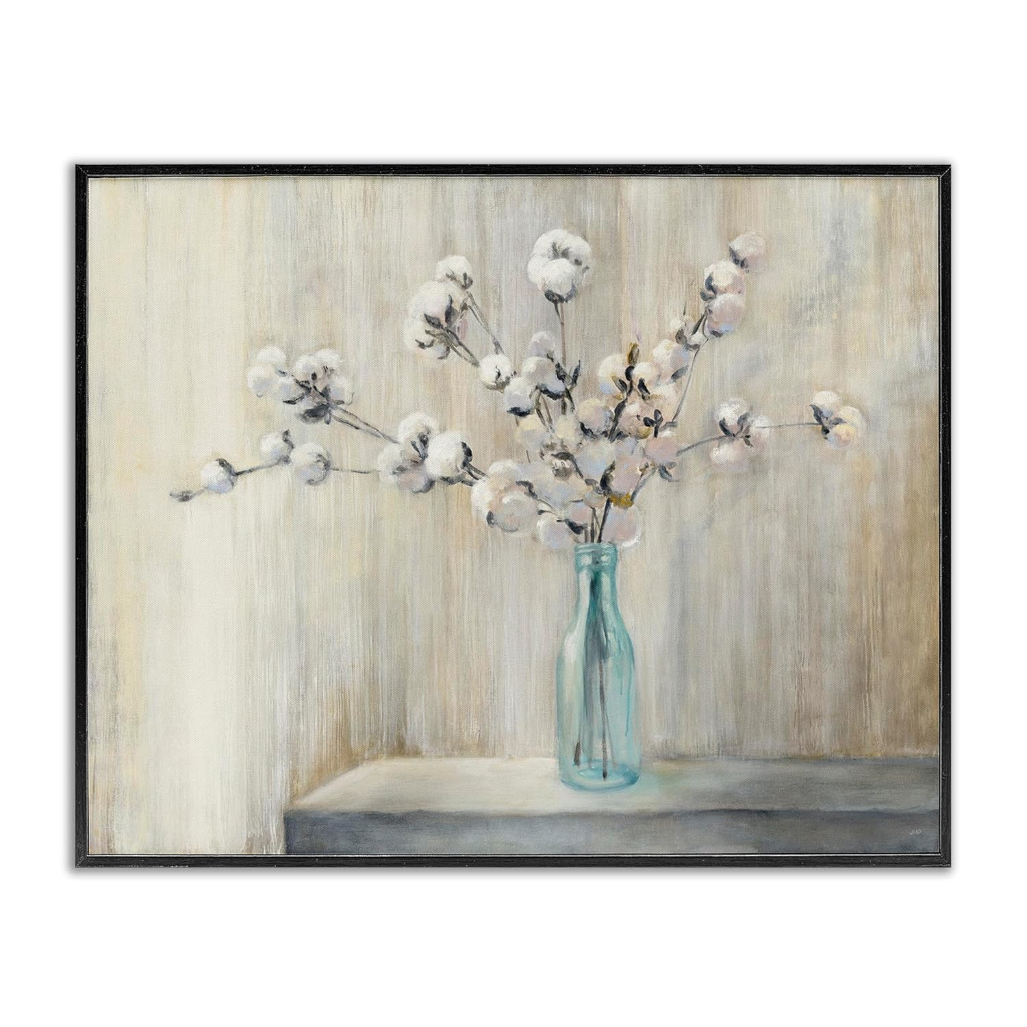 Stupell Industries Beautiful Cotton Flower Grey Brown Painting Framed Giclee Texturized Art by Julia Purinton