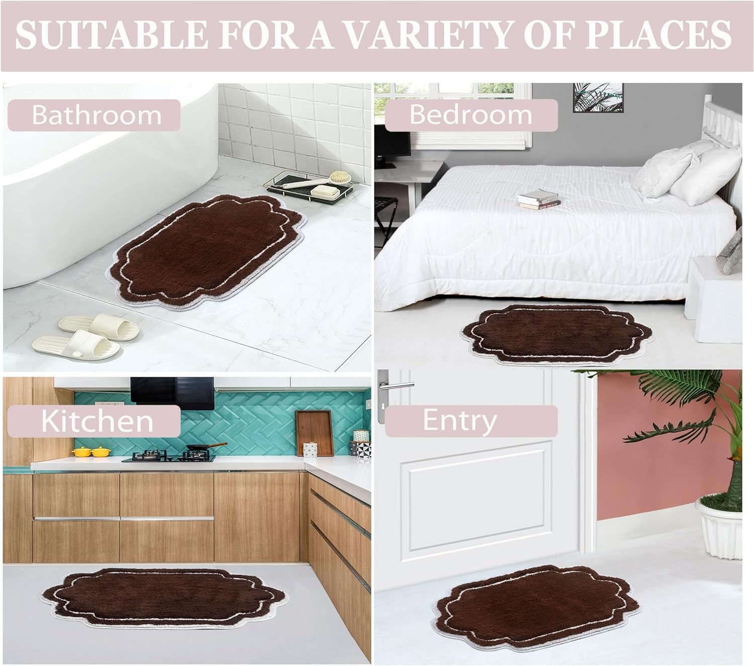 Home Weavers Allure Collection 100% Cotton Tufted Round Shape Bathroom Rug, Soft and Absorbent Bath Rugs, Non-Slip Bath Carpet, Machine Wash Dry Bath Mats for Bathroom Floor, 30" Round, Brown