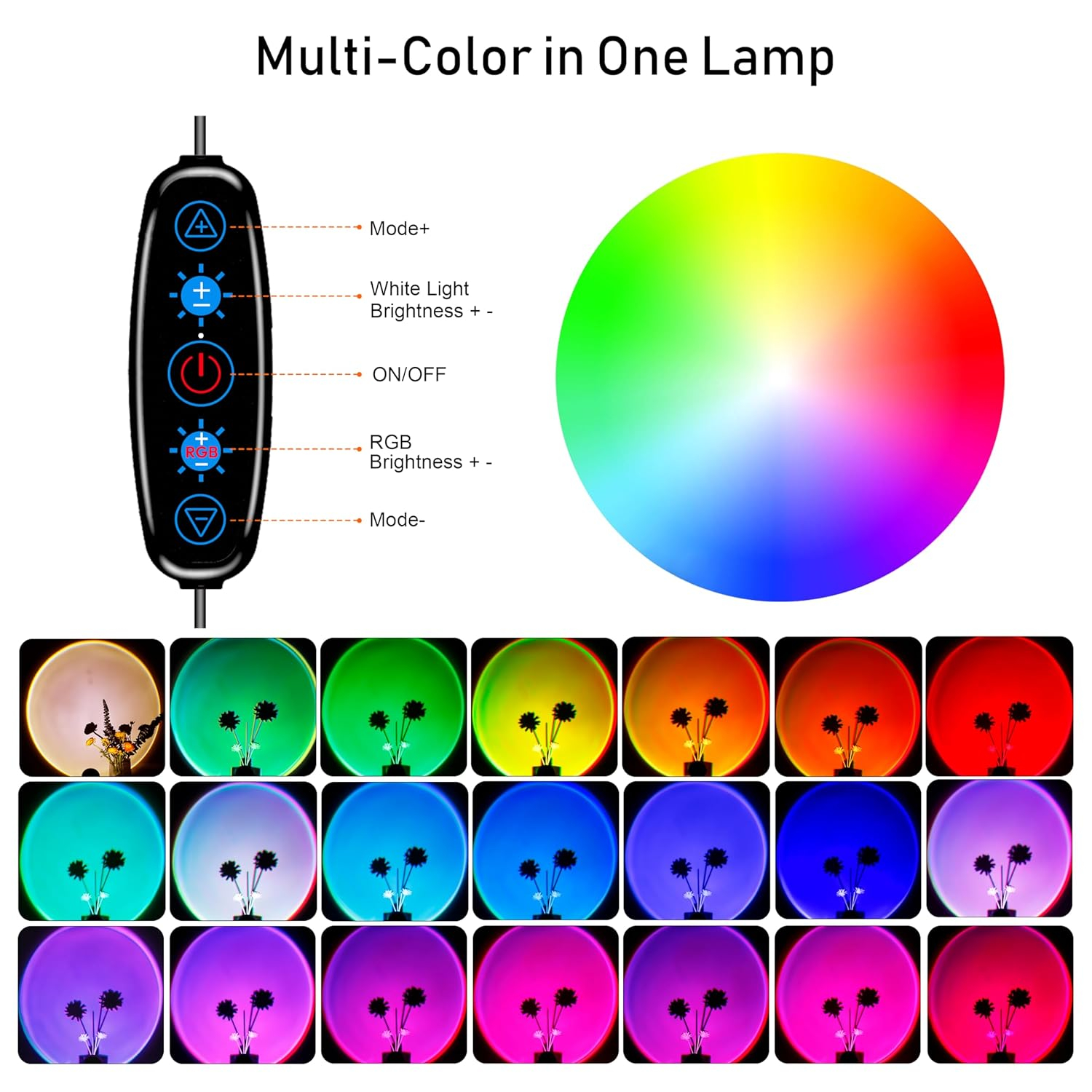 Sunset Lamp Projector Multicolor Changing LED Projection Lamp,Switch Button and APP Control 360 Degree Rotation Sunlight Lamp for Bedroom, Photography, Party, Tiktok Live, Room Decor