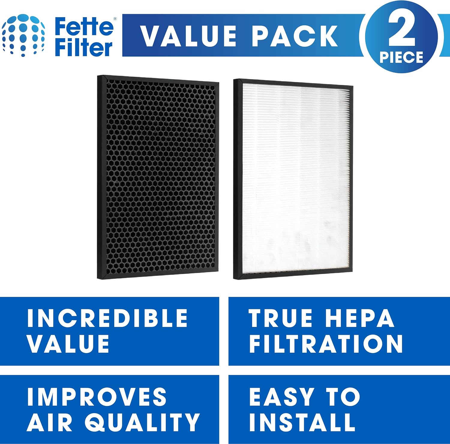 Fette Filter - Air Purifier Replacement HEPA + PRE-FILTER AND ACTIVATED CARBON FILTER PACK Compatible with BISSELL Air220 & Air320 Air Purifier Part # 2677, 2678, 3289, 3315, 2804, 3315 - Pack of 1
