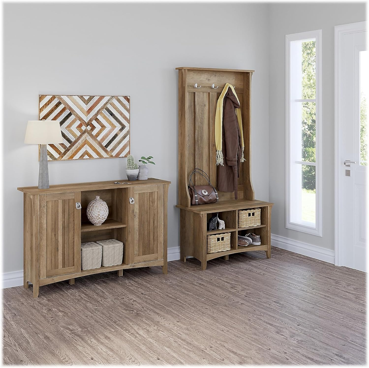 Bush Furniture Salinas Entryway Storage Set, Reclaimed Pine