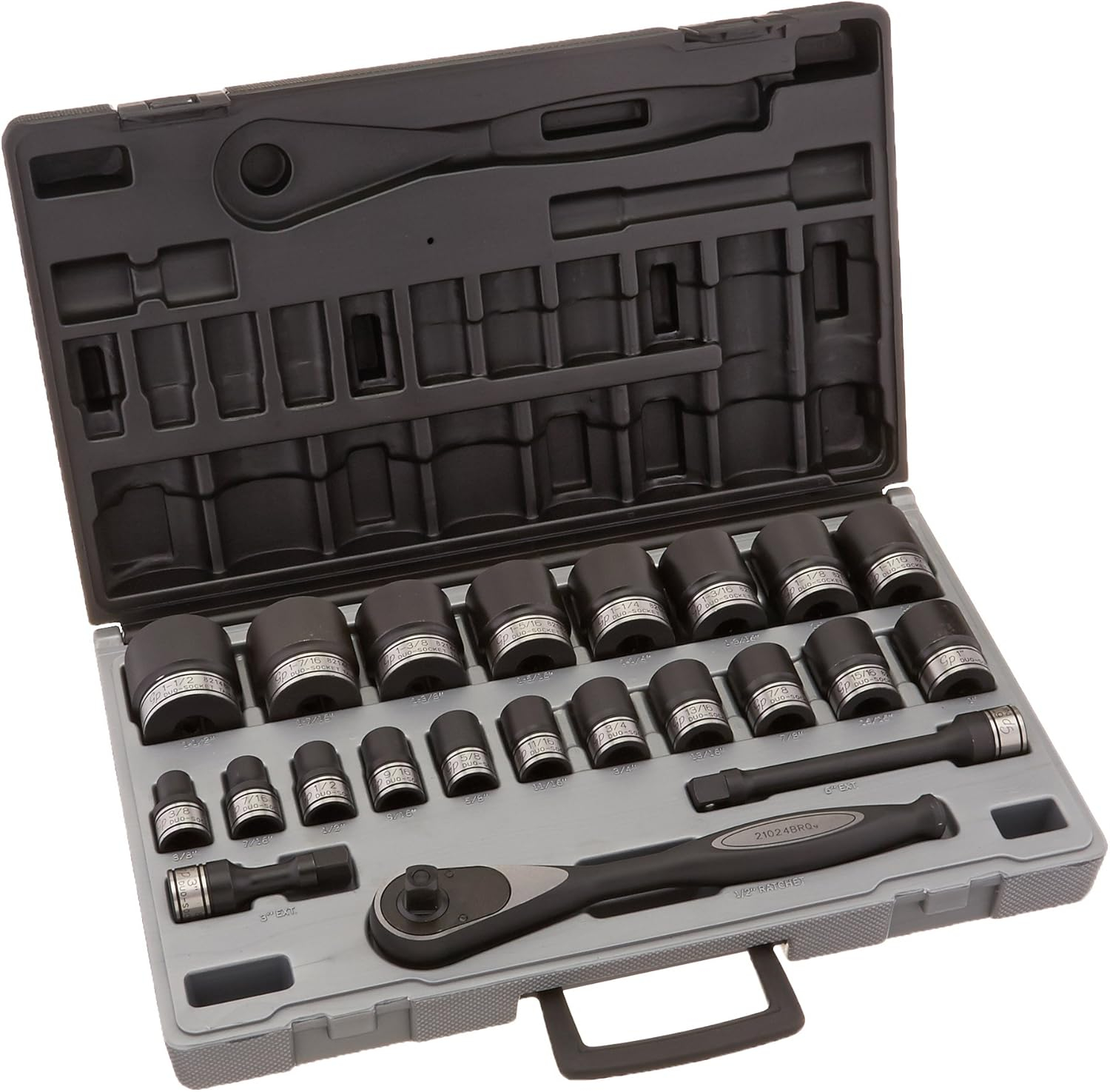 Grey Pneumatic 82222 1/2" Dr. 22pc Fractional Duo-Socket Set - 12 Point