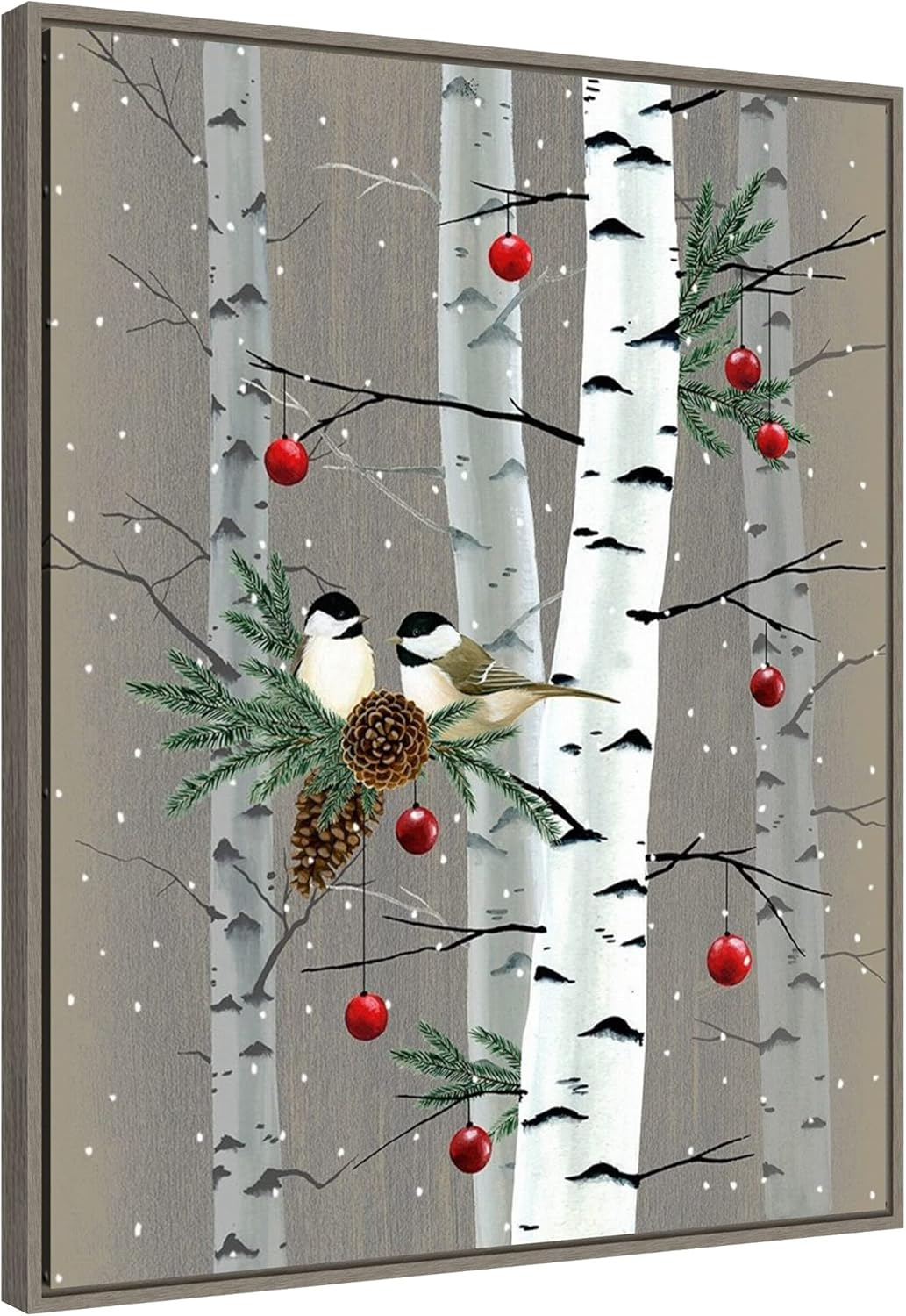Amanti Art Framed Canvas Wall Art 28x23 Birch Birds II by Grace Popp, Framed Wall Art Canvas, Animals Artwork, Rustic Farmhouse Decor, Medium Poster Painting for Living Room, Bedroom, Bathroom