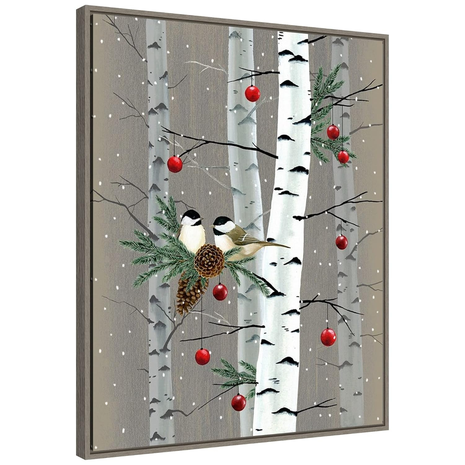 Grace Popp Birch Birds II Framed Canvas Wall Art in Greywash