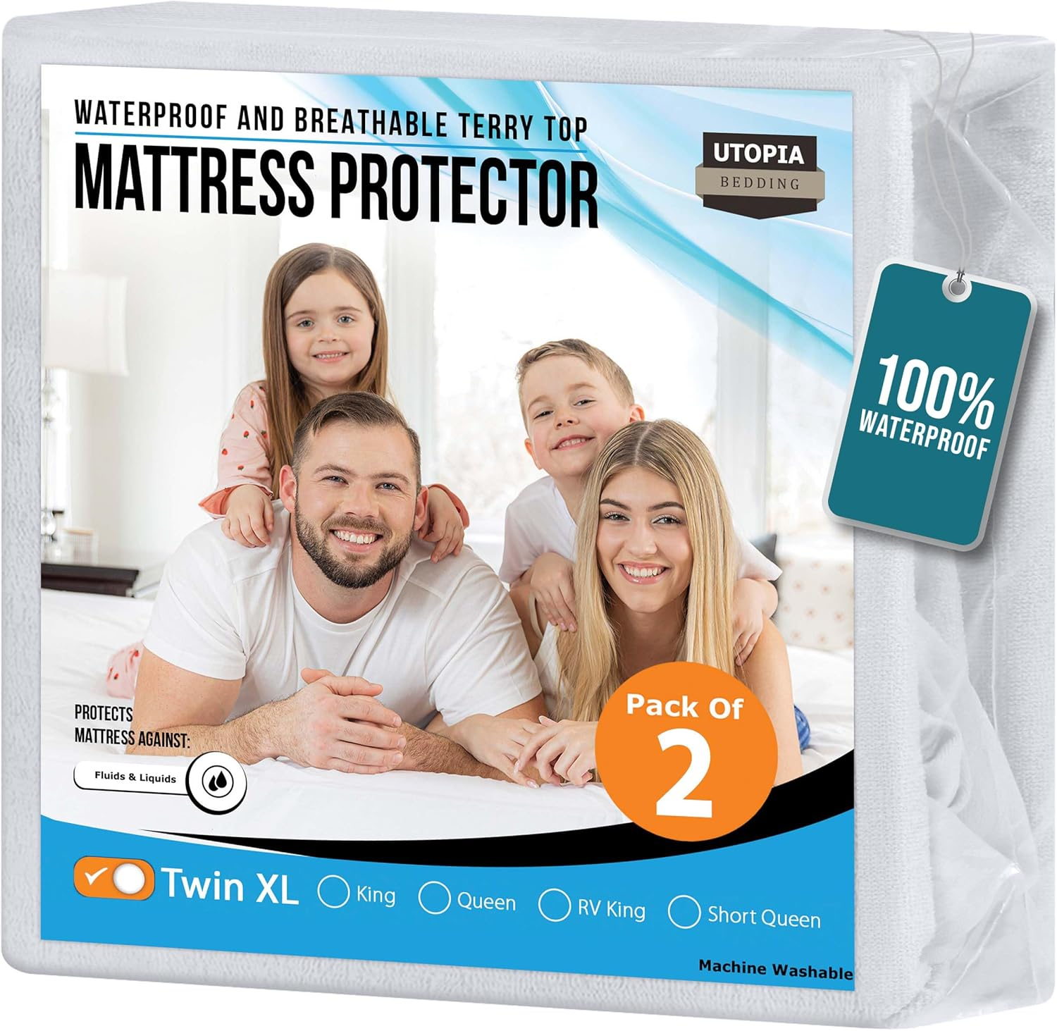 Twin XL Waterproof Polyester Mattress Encasement Pack of 2