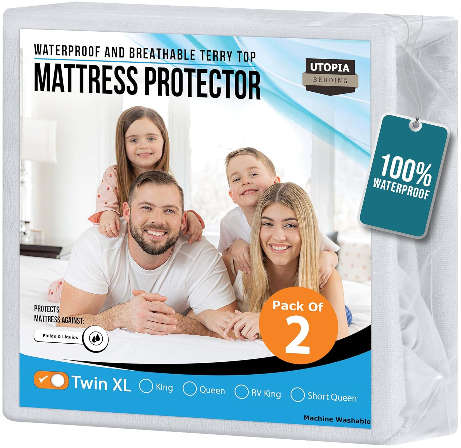 Twin XL Waterproof Polyester Mattress Encasement Pack of 2
