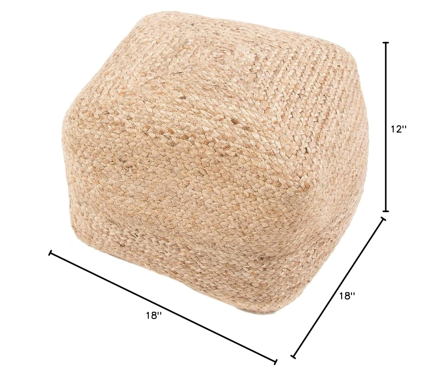 Patan Square Pouf, Natural