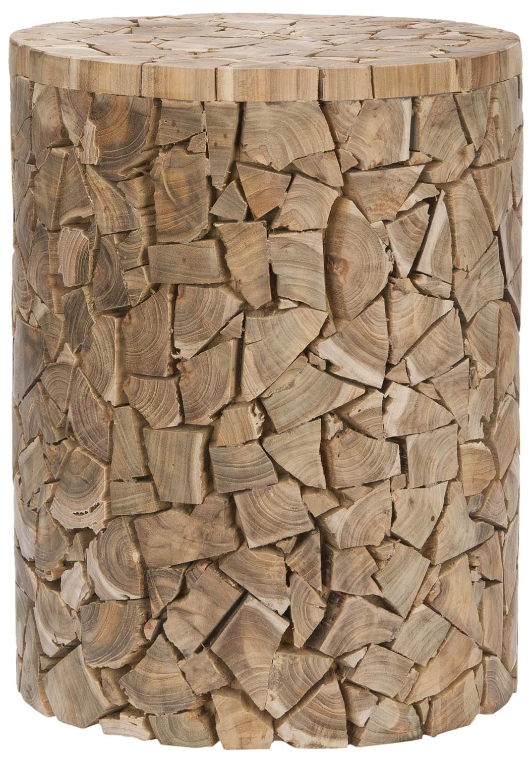 Canyon Round Stool Accent Table - Medium Oak - Safavieh.