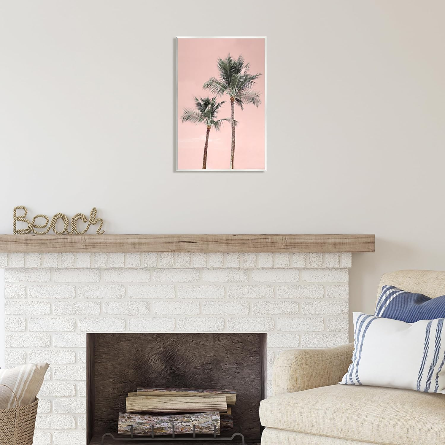 Stupell Industries Pink Summer Palm Trees Botanical & Floral Photography Unframed Art Print Wall Art, 13 x 19