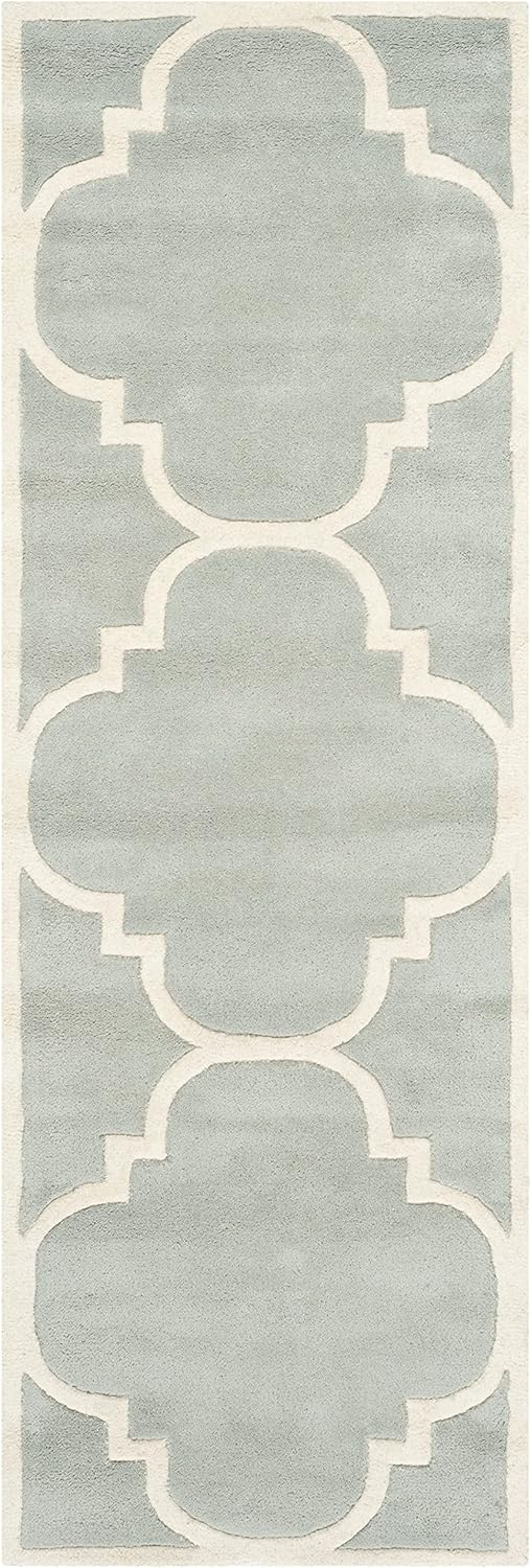 Gray Hand-Tufted Wool Non-Slip Rug, 2'-3" x 13'