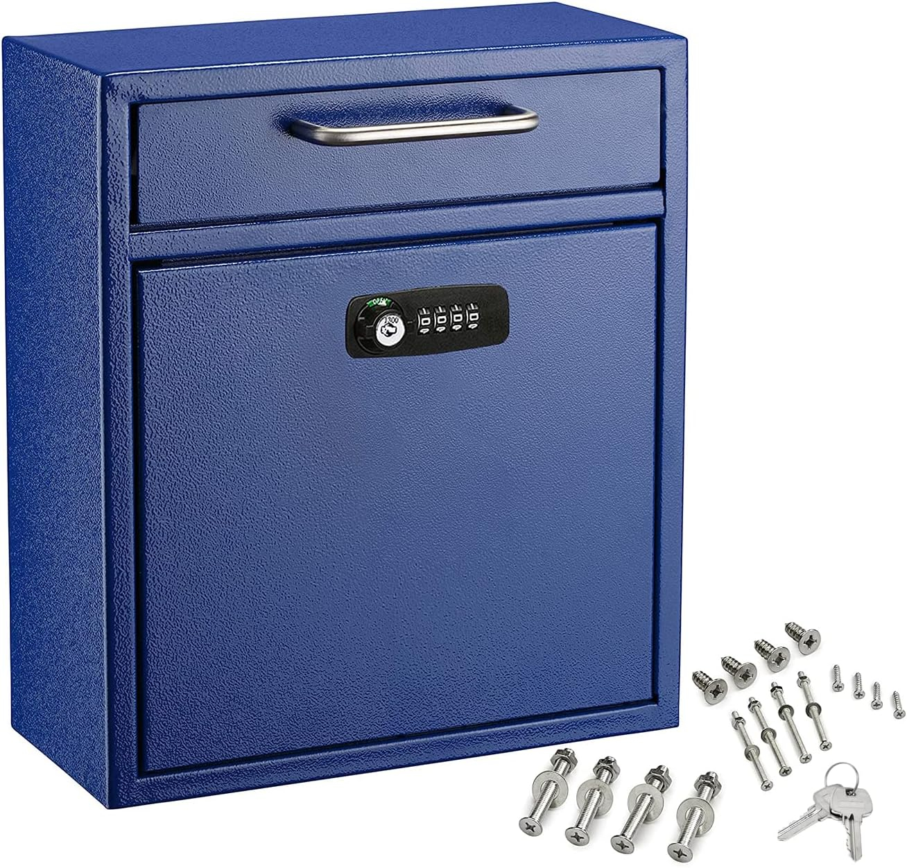 Medium Blue Steel Wall Mount Lockable Mailbox