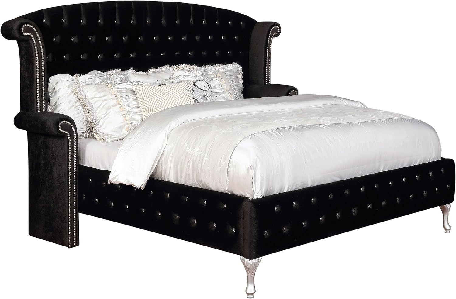 Deanna Eastern King Tufted Upholstered Bed Black