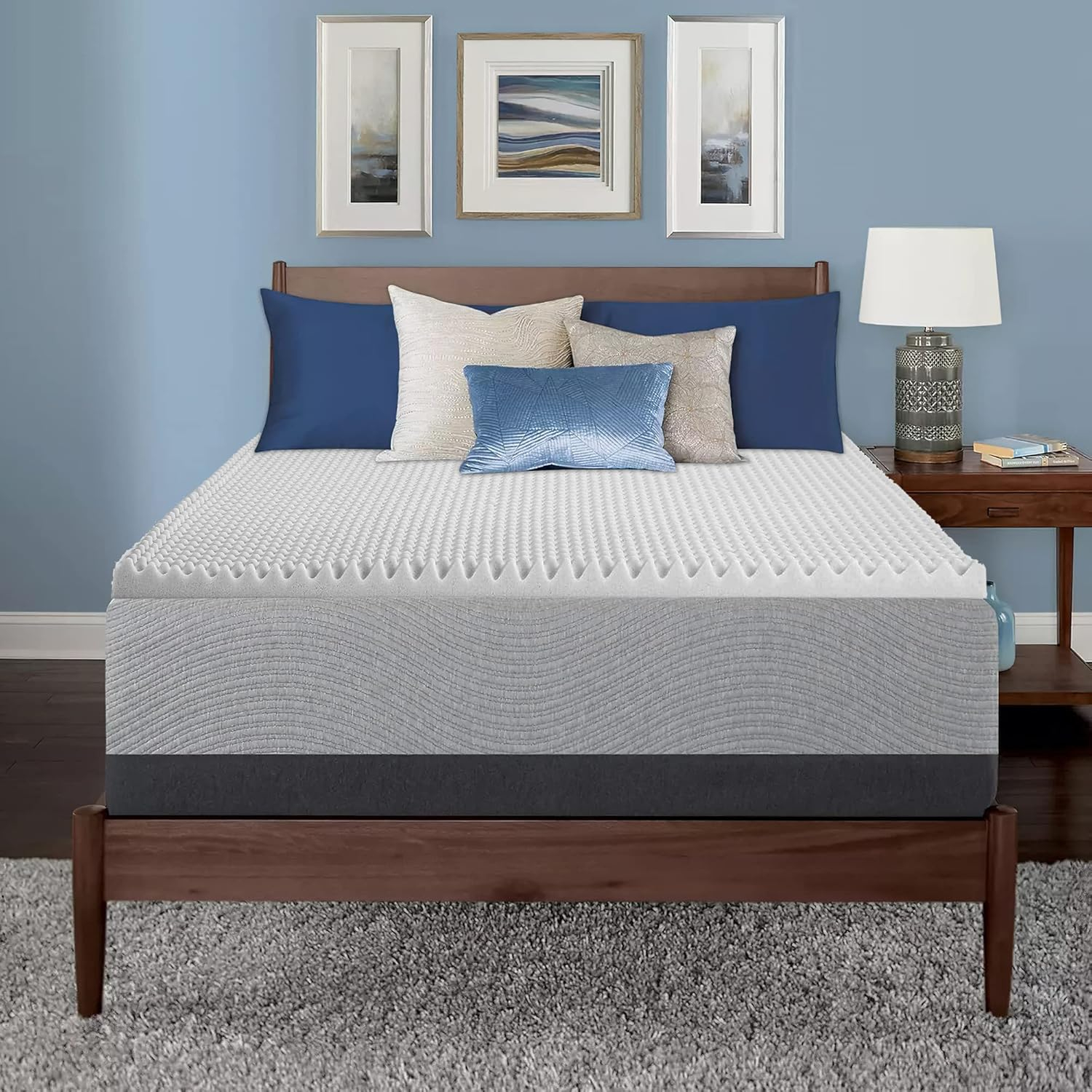 Spring Solution 2-inch Convoluted Egg Shell Bed Topper with Breathable Foam | Soft, Comfortable and Relaxing Bed Top Padding, Mattress Toppers Provide Support for Back and Lower Back, Twin, White