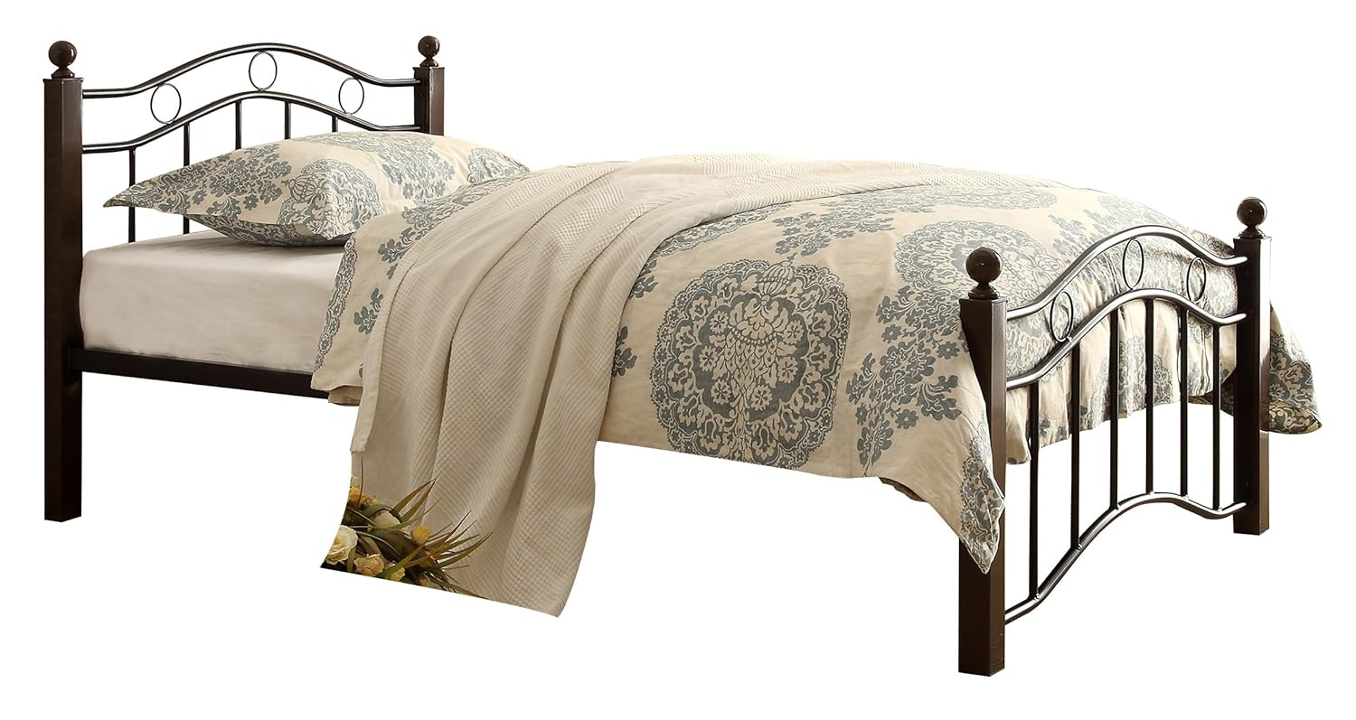 Homelegance Averny Twin Size Home Metal Platform Bed Frame with Headboard, Black