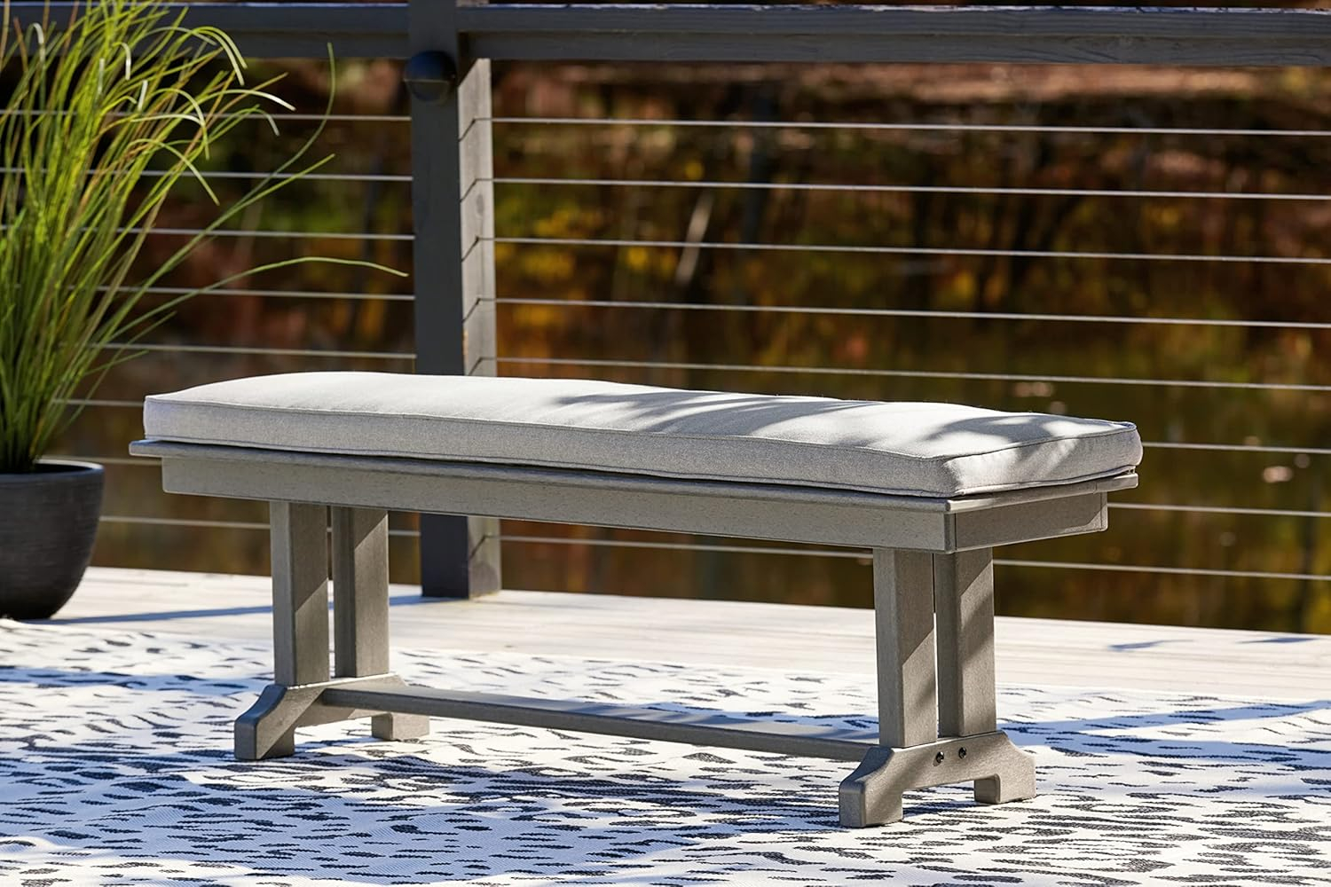 Signature Design by Ashley Contemporary Visola Bench with Cushion  Gray