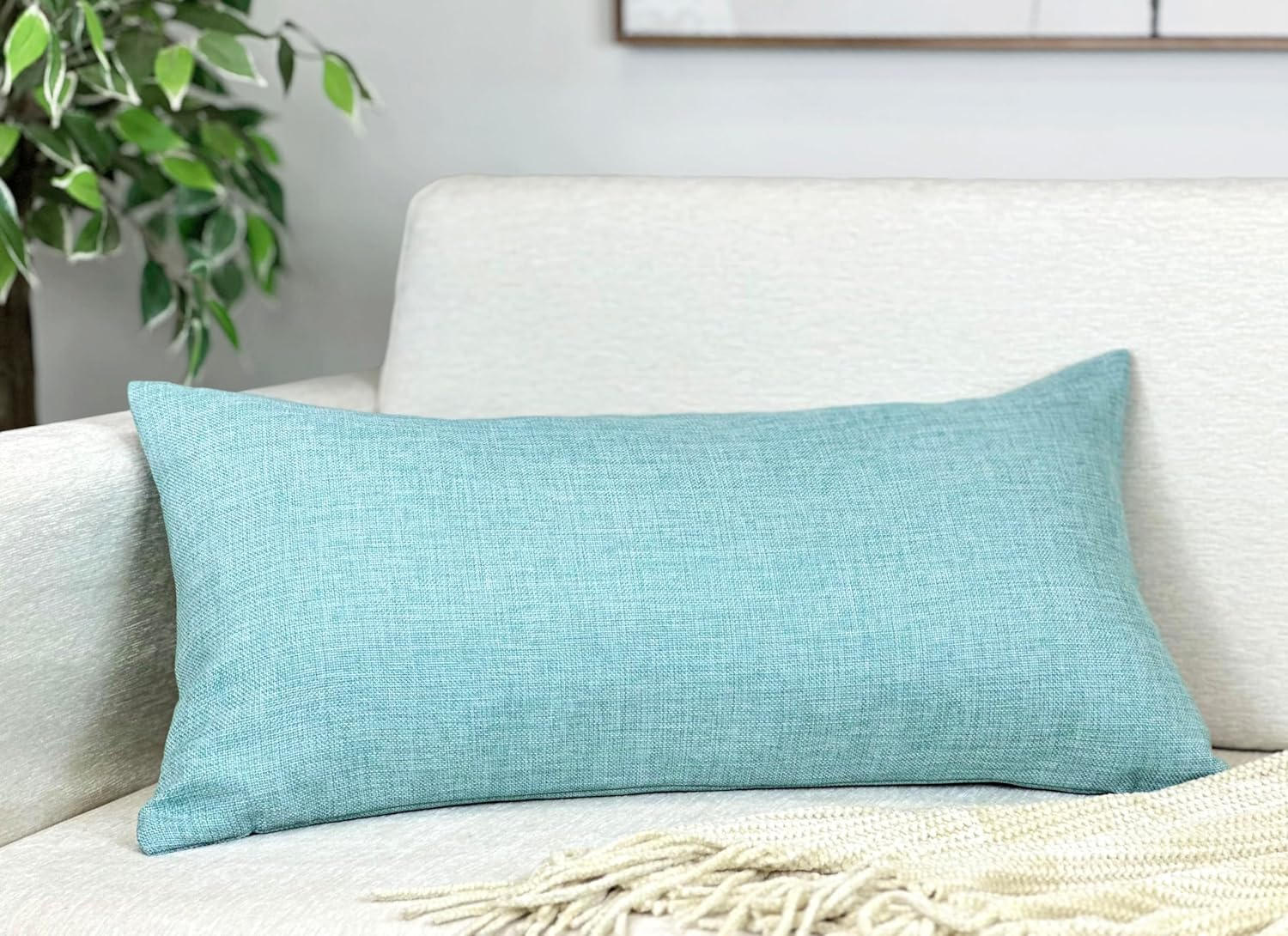 Aiking Home Woven Fine Faux Linen Throw Pillow Cover, size 12"x24", Wheat
