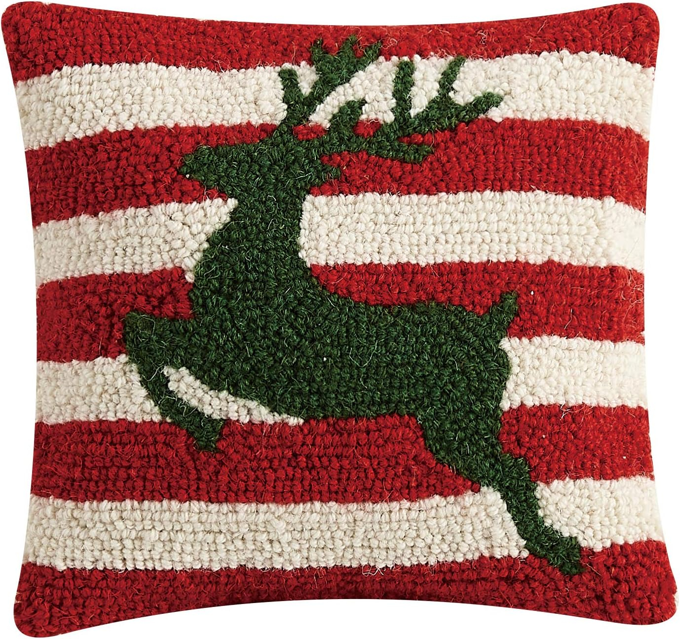 Peking Handicraft 31TG170C10SQ Reindeer Stripes Background Hook Pillow, 10-inch Long M/2