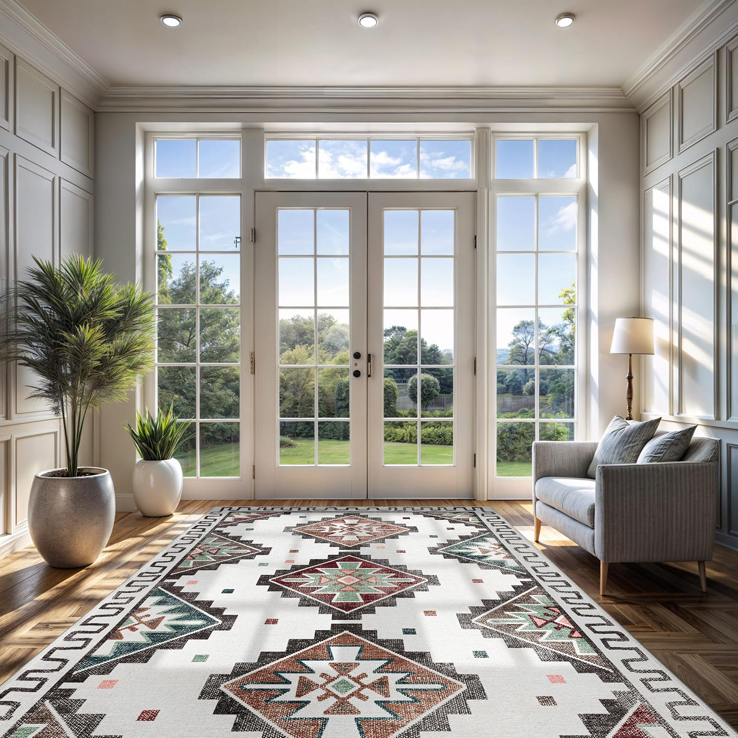 CAMILSON Oriental Retro Persian Traditional Vintage Distressed Non-Shedding Indoor Area Rug(4006-Beige 8x10)