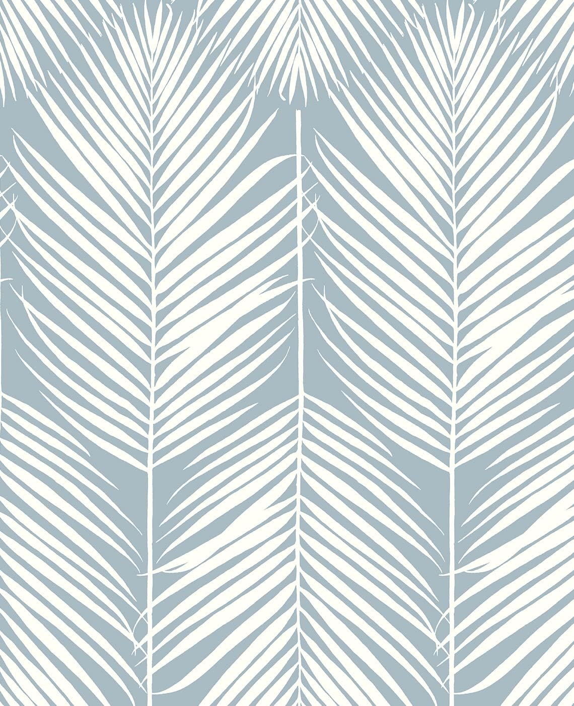Seabrook Designs Light Blue Palm Silhouette Prepasted Wallpaper