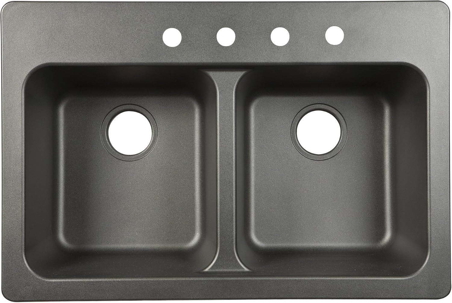 Kindred Tectonite Black Granite 33" X 22" Dual Mount Kitchen Sink, Double Bowl FTB904BX