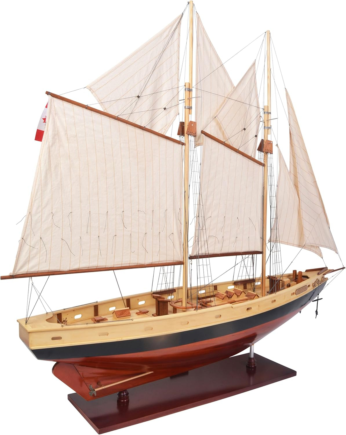 Authentic Models Model Ship - Bluenose II Painted Yacht Replica, Vintage Sailboat and Nautical Decor for Home, Bathroom or Nursery, Wooden Model Ship Antique for Adults (47 x 9 x 41 inch)