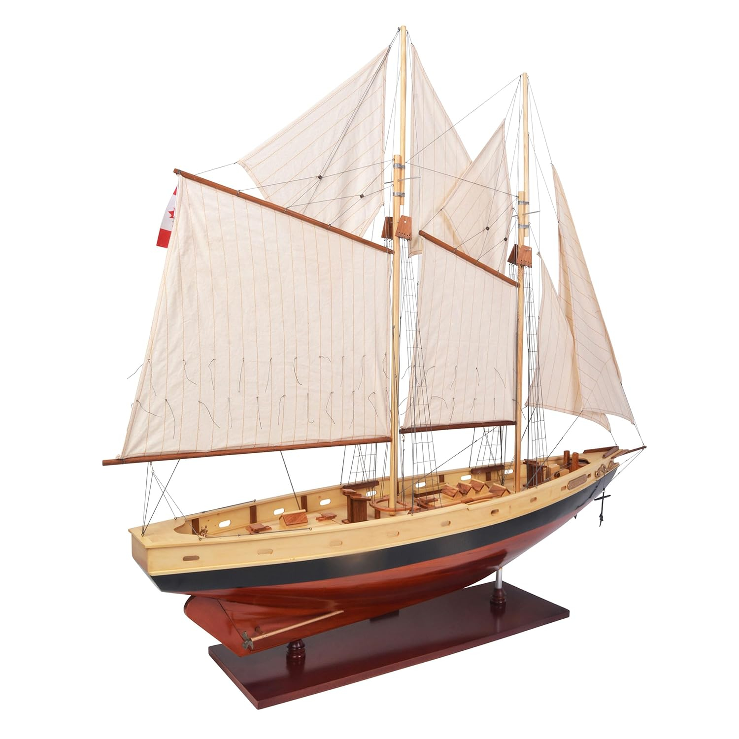 Authentic Models Model Ship - Bluenose II Painted Yacht Replica, Vintage Sailboat and Nautical Decor for Home, Bathroom or Nursery, Wooden Model Ship Antique for Adults (47 x 9 x 41 inch)