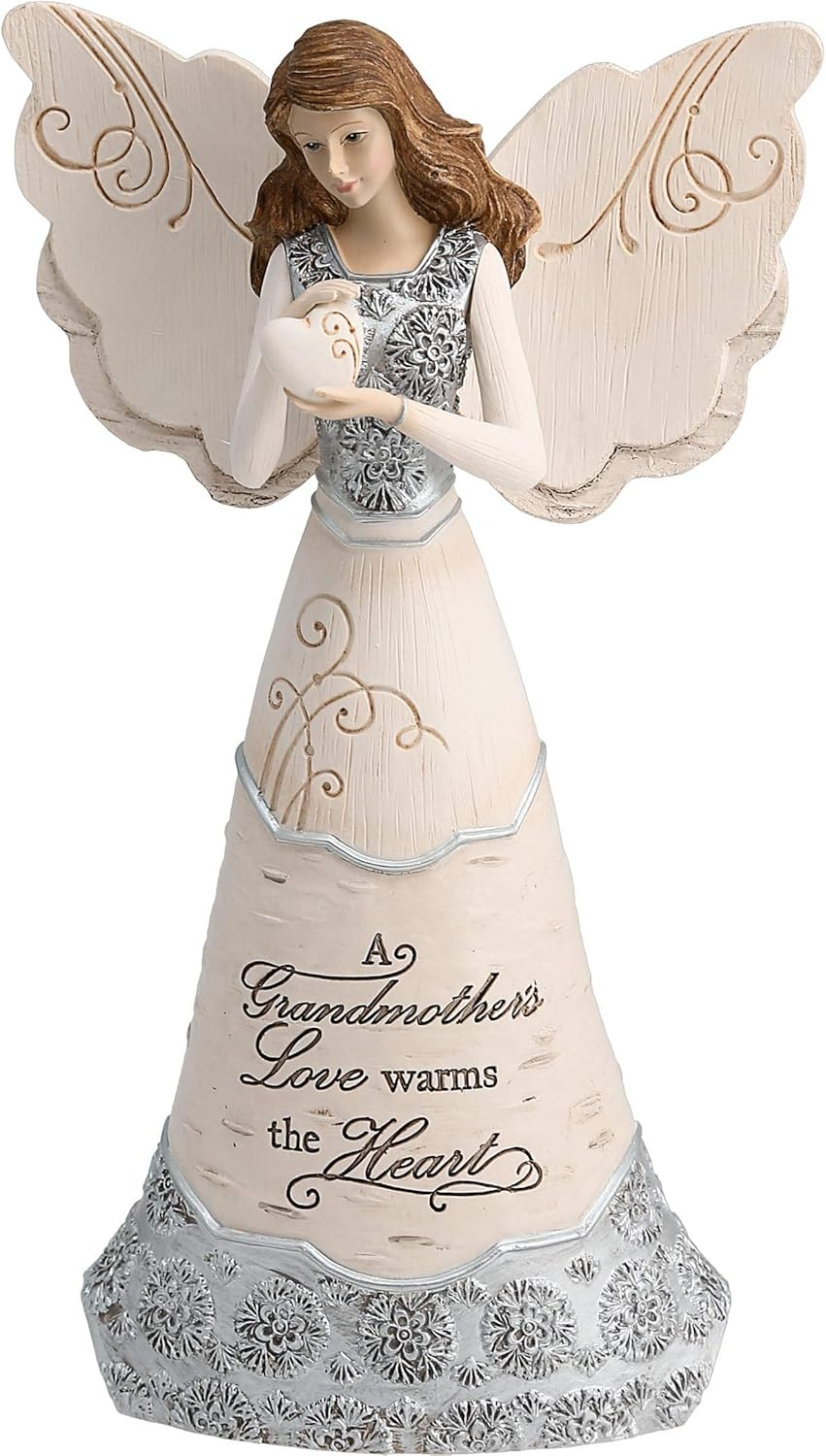 Elements Grandmother Angel Figurine by Pavilion, 8-Inch, Holding Heart, Inscription a Grandmother's Love Warms The Heart