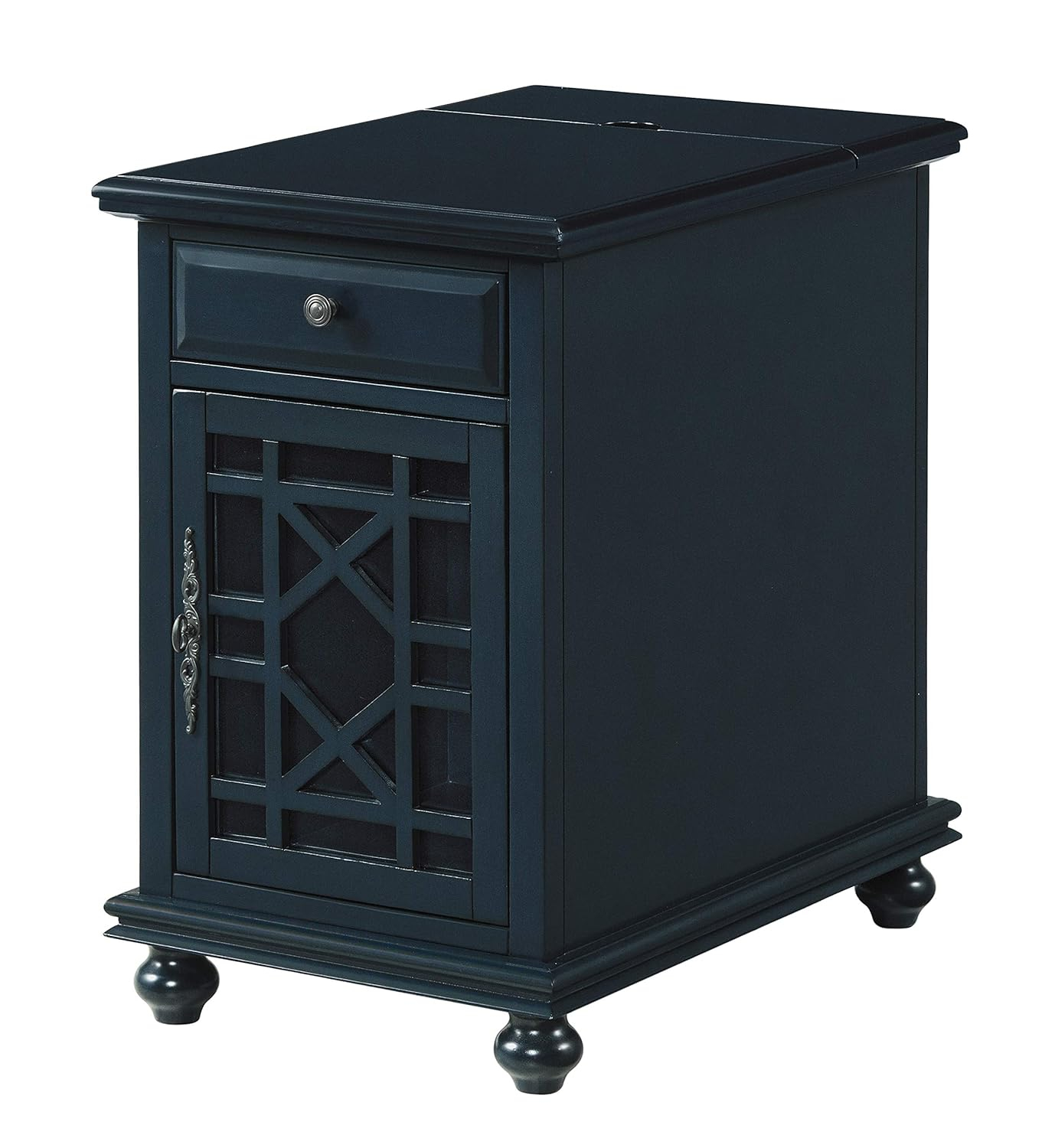 Martin Svensson Home Elegant Chairside Table with Power Catalina Blue