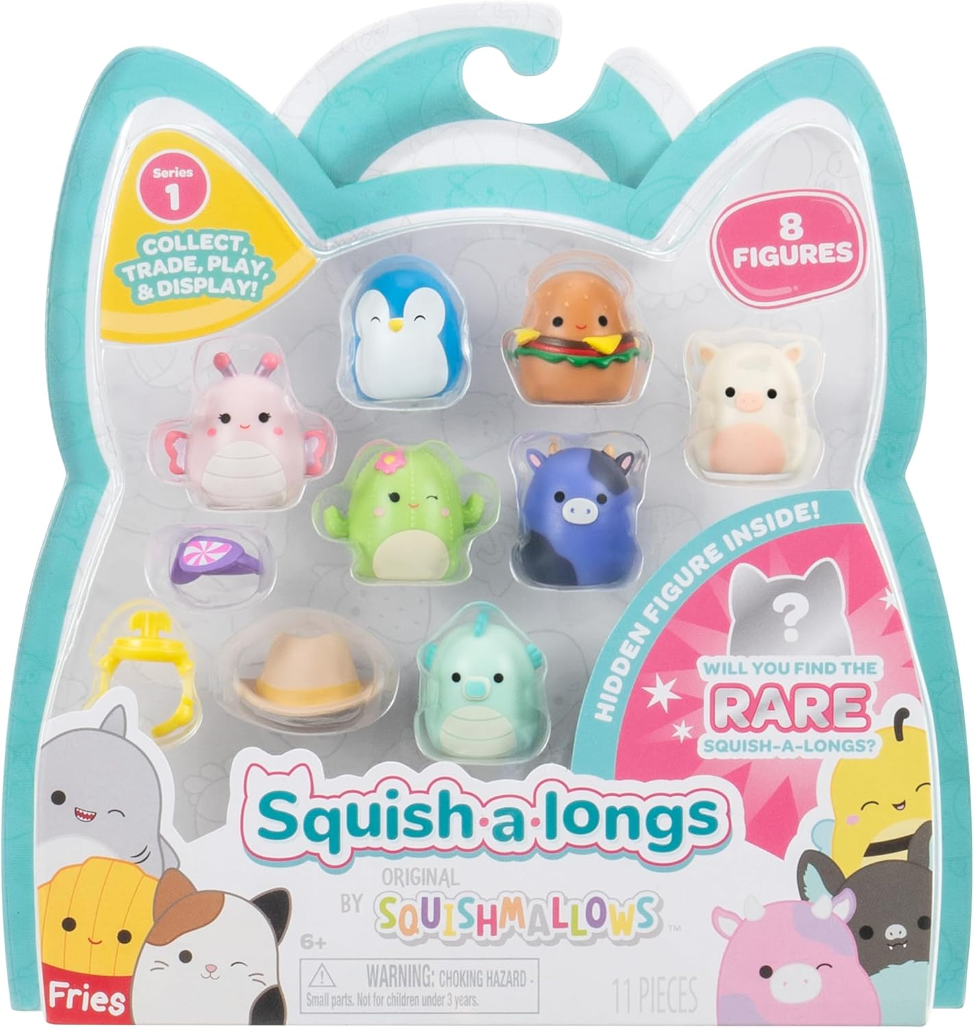 Squishmallows Squish-a-longs 8 Pack - (8) 1 inch Mini-Squish with 2 Accessories