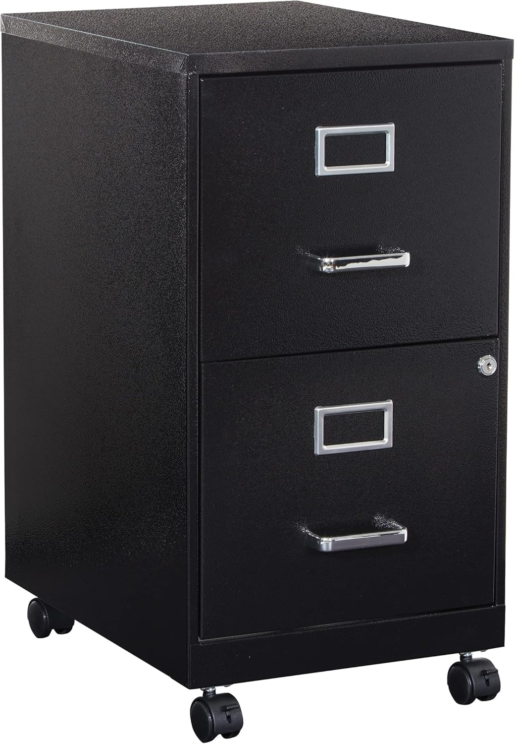2 Drawer Mobile Locking Metal File Cabinet in Black
