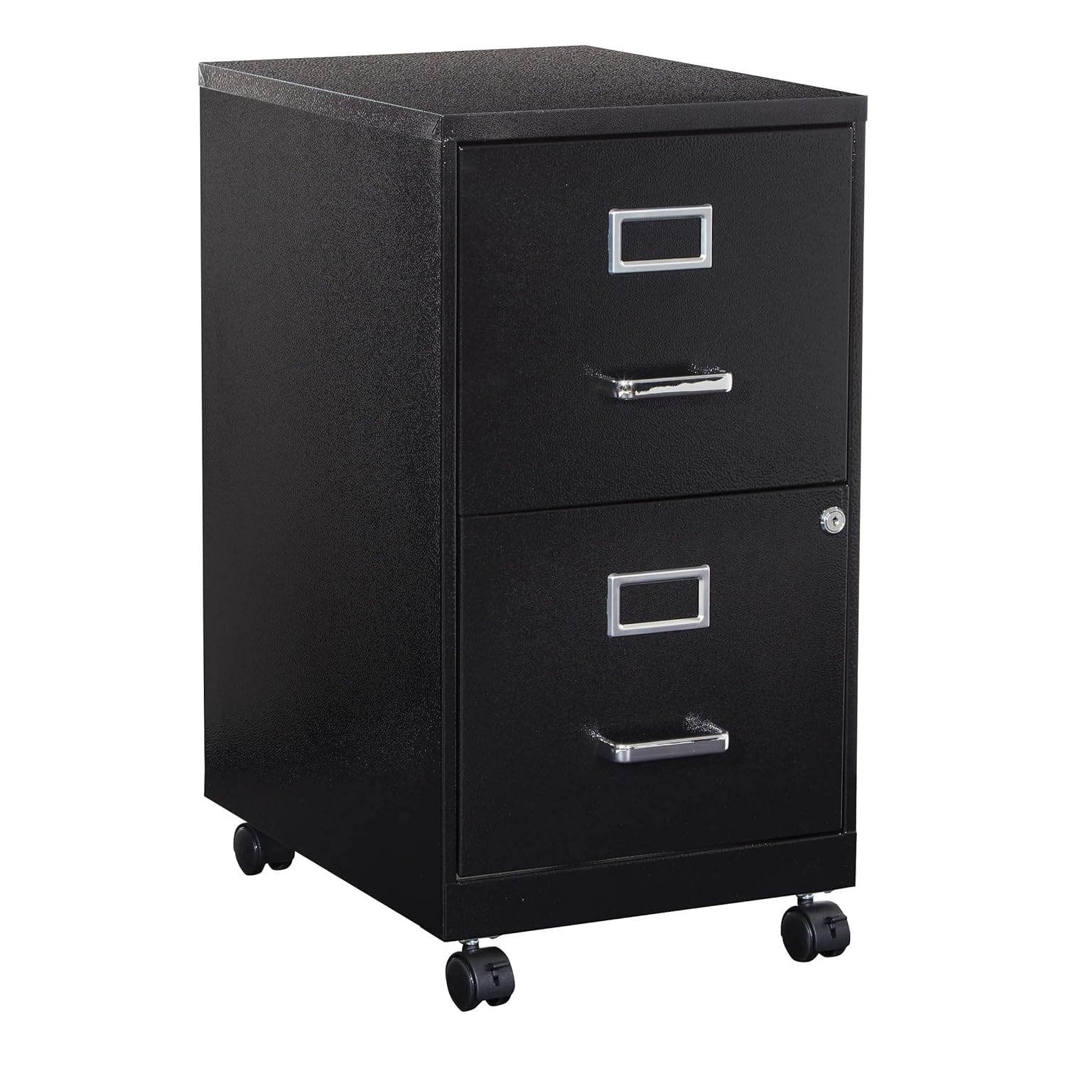 2 Drawer Mobile Locking Metal File Cabinet in Black