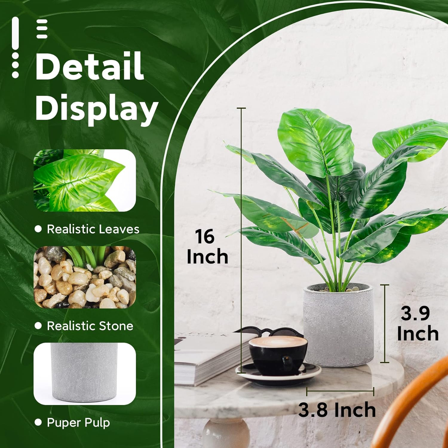 Der Rose 2 Pack  Pulp Fake Plant Artificial Pot, office desk family farmhouse decoration