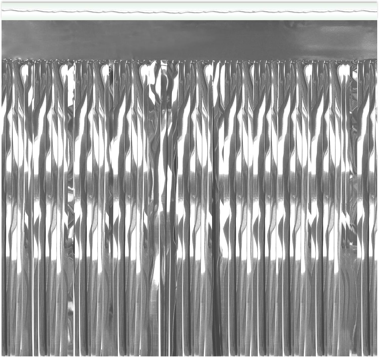 Silver Metallic Fringe Party Drape, 15" x 10'
