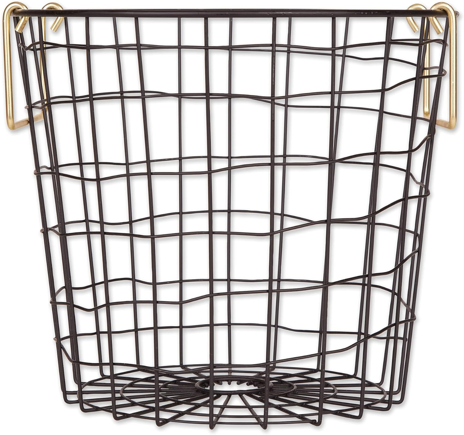 DII Metal Wire Mesh Stackable Utility Storage Bin, Small Rectangle, 13x6x7", Black/Gold