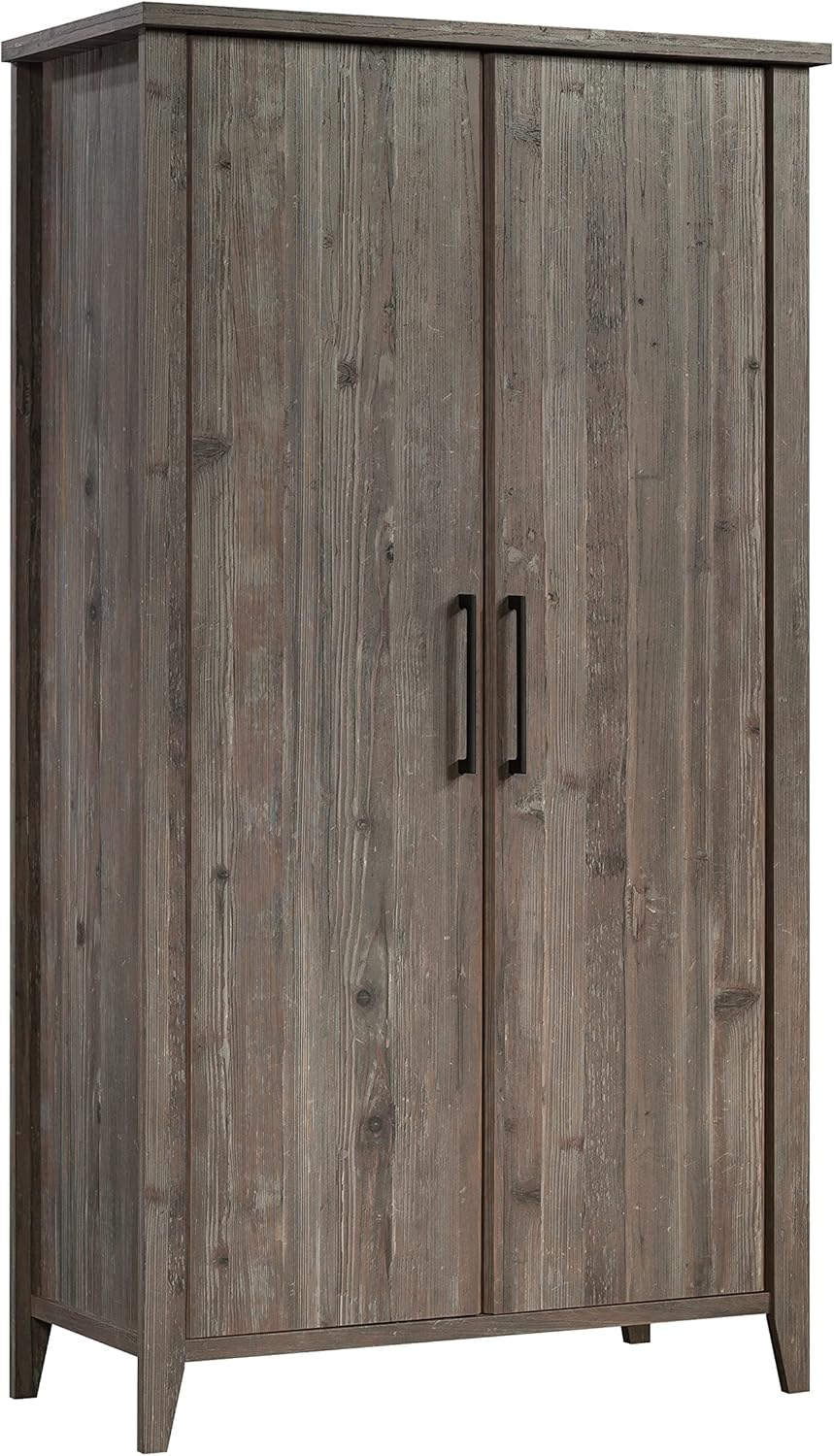 Sauder Summit Station Storage Cabinet Glacier Oak: Laminated MDF, 4 Adjustable Shelves, CARB Certified