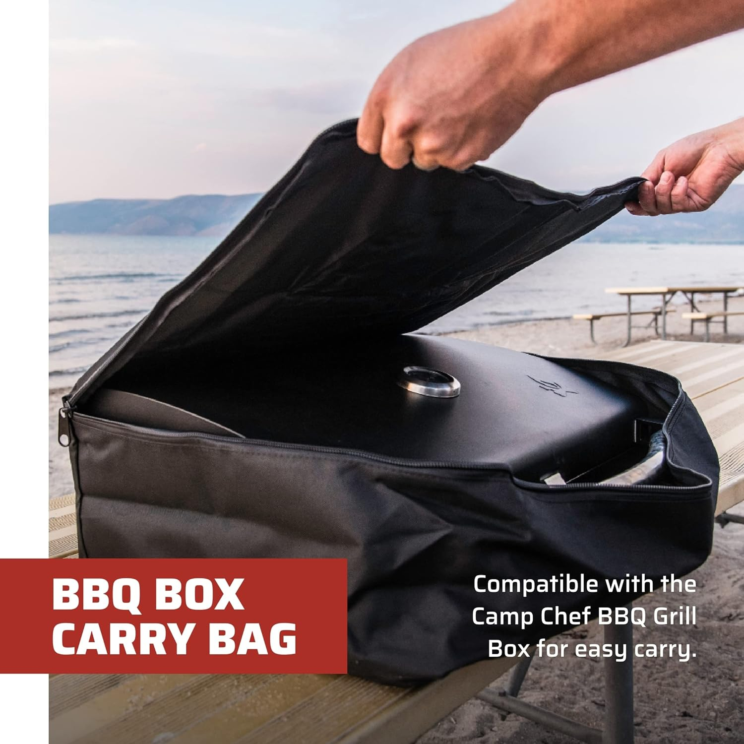 Black Nylon Weather-Resistant Barbecue Box Carry Bag