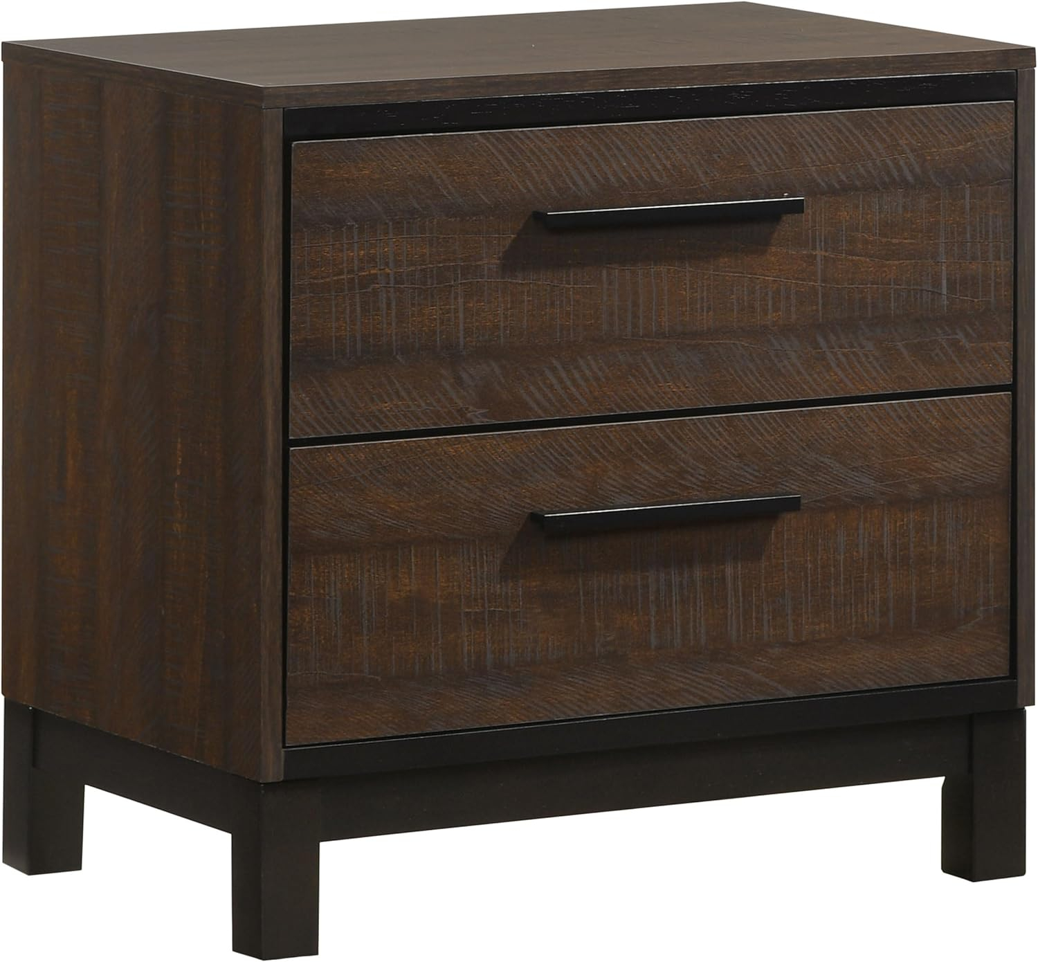 SIMPLE RELAX Edmonton 2 Drawer Nightstand, Rustic Tobacco, Dark Bronze