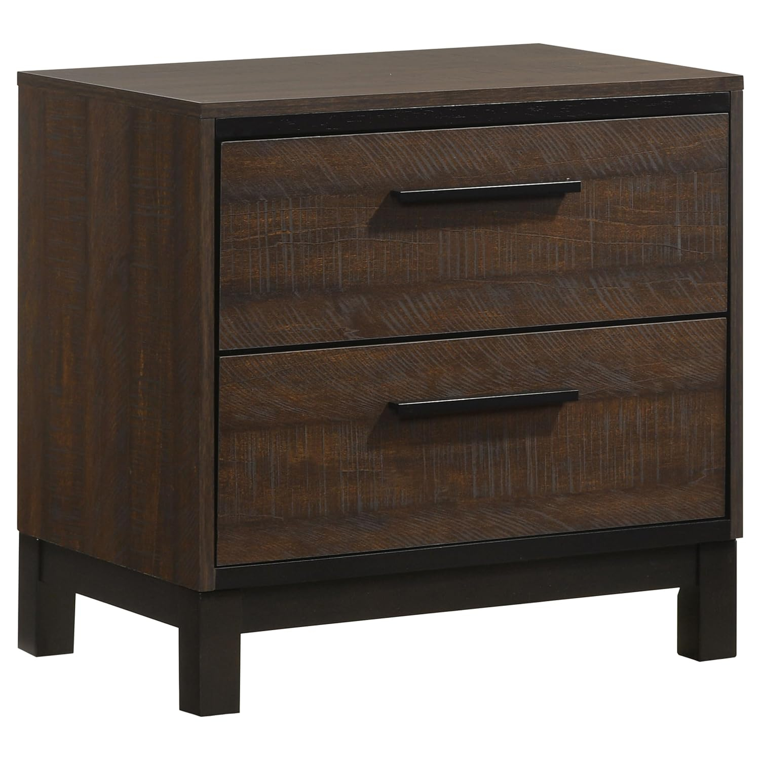 SIMPLE RELAX Edmonton 2 Drawer Nightstand, Rustic Tobacco, Dark Bronze