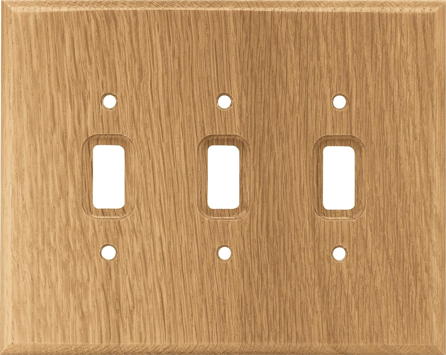 Unfinished Light Brown Wooden Triple Toggle Switch Plate