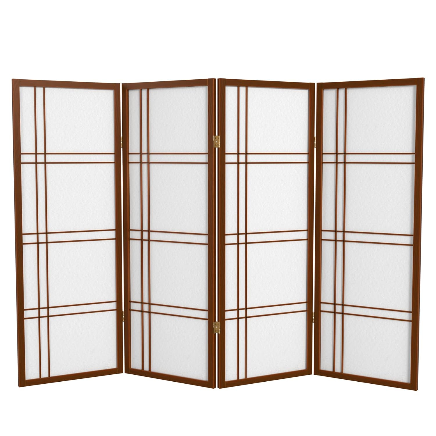 4 ft. Short Double Cross Shoji Screen - Walnut - 4 Panels