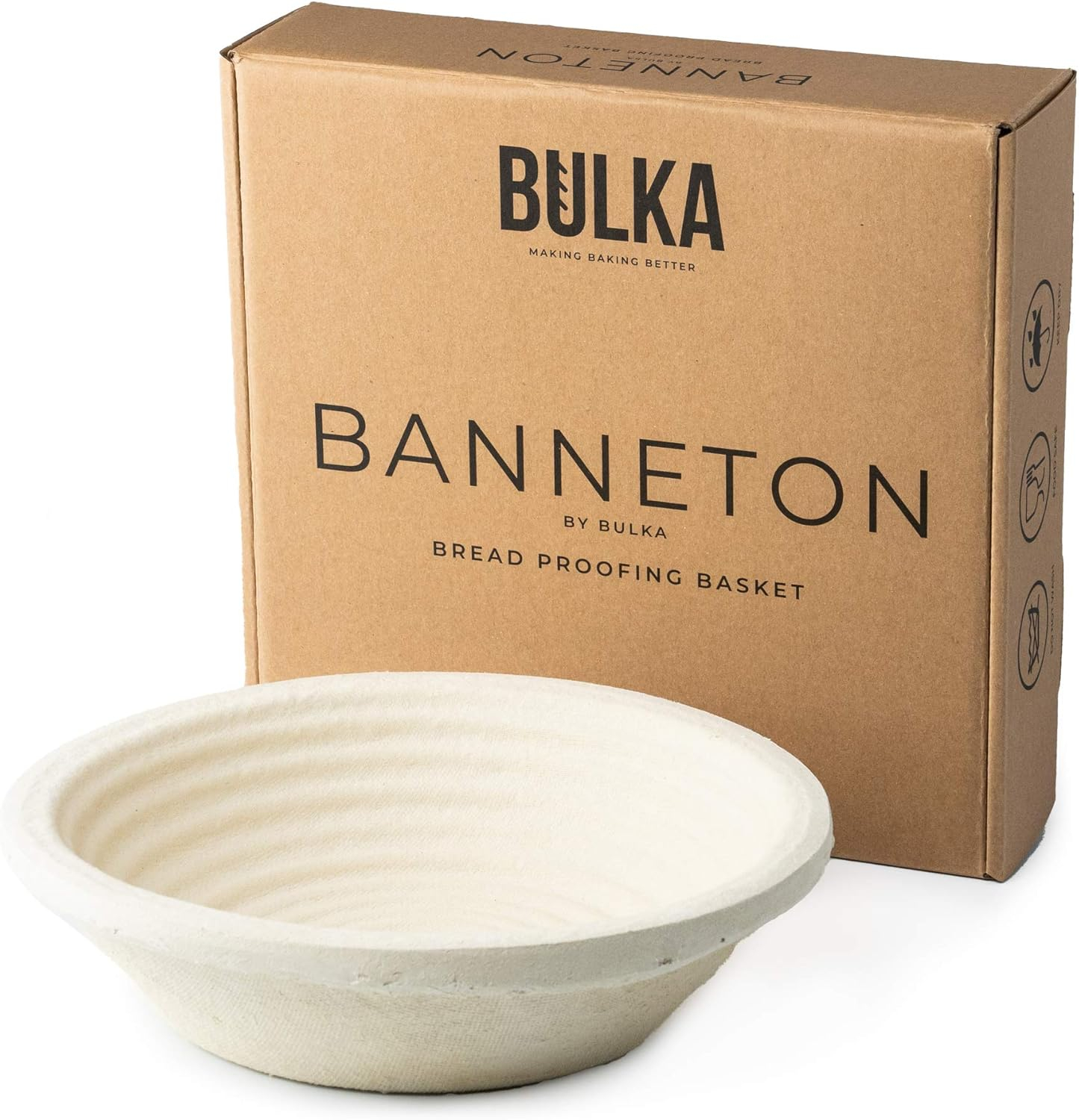 Bread Proofing Basket Spruce Wood Pulp Round 9" Groove, Sourdough Bread Baking Supplies Brotform - Non-Stick Dough Proofing Bowl, Gifts for Bakers, Made in Germany.