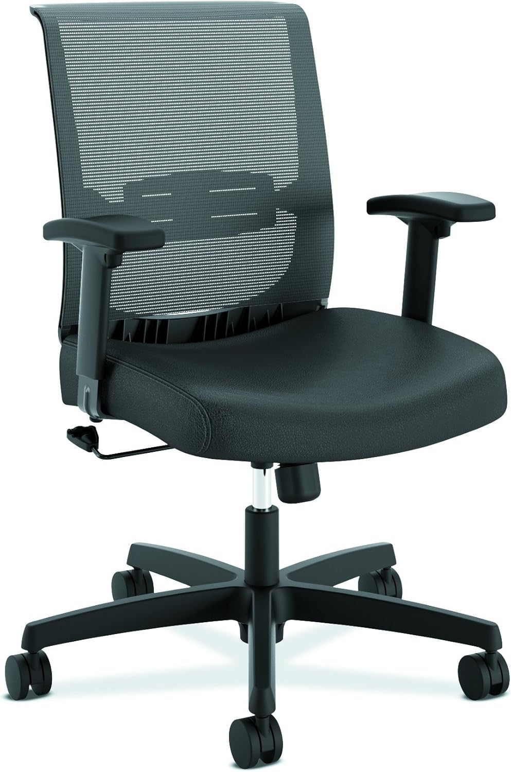 Convergence Mid-Back Task Chair with Swivel-Tilt Control Supports up to 275 lbs, Vinyl, Black Seat/Back, Black Base