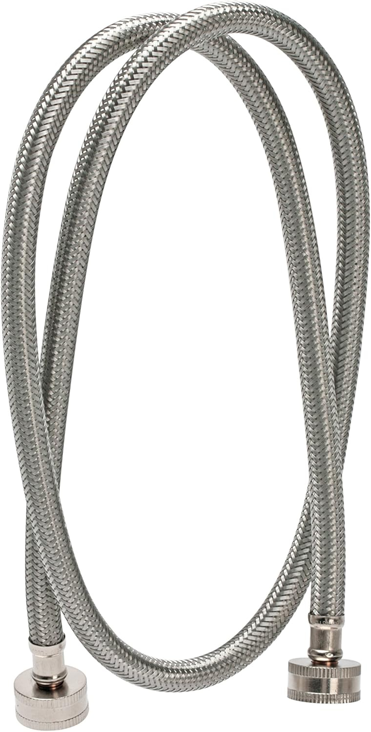 Fluidmaster B9WM48 Washing Machine Connector, Braided Stainless Steel - 3/4 Hose Fitting x 3/4 Hose Fitting, 4 Ft. (48-Inch) Length