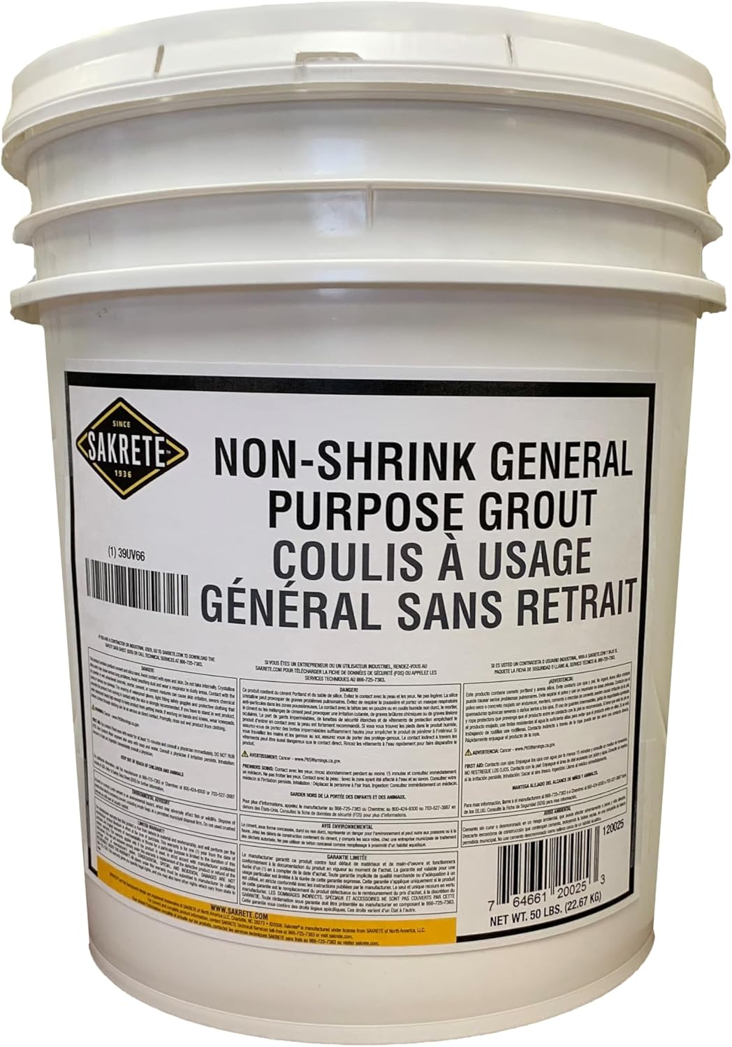 Sakrete Grout,50 lb,Pail,Gray 120025
