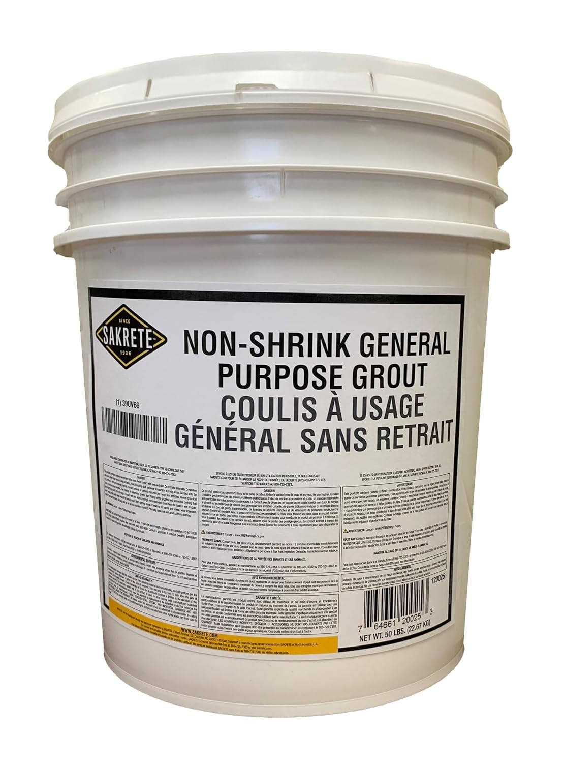 Sakrete Grout,50 lb,Pail,Gray 120025