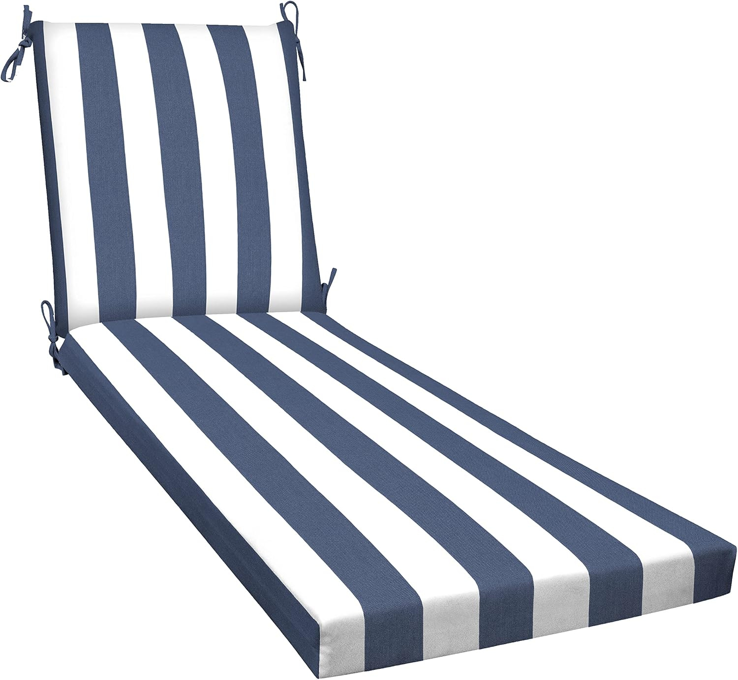 Honeycomb Textured Polypropylene and Polyester Chaise Lounge Cushion, Navy and White