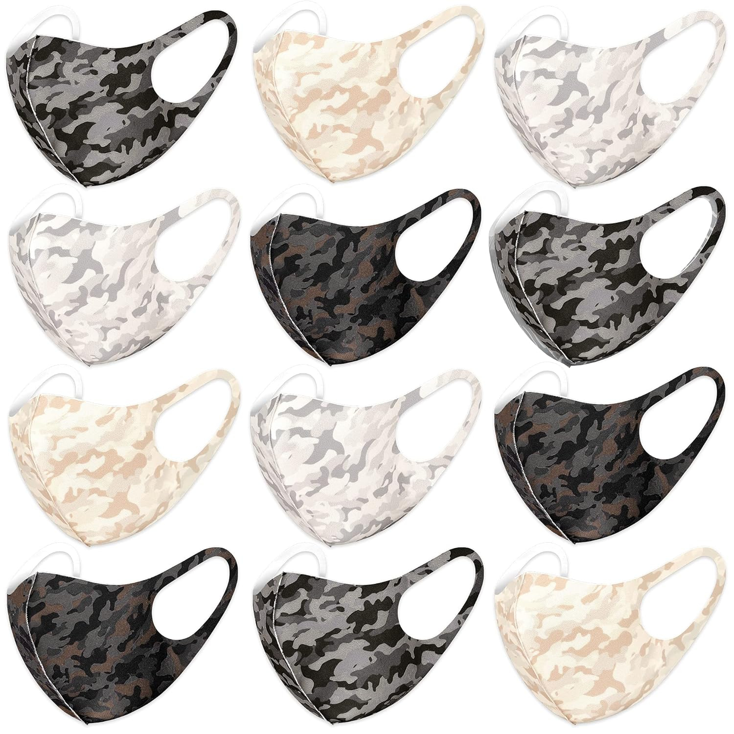 CBC Crown Unisex Children's 12 Pack Camouflage Print Reusable Cloth Face Mask