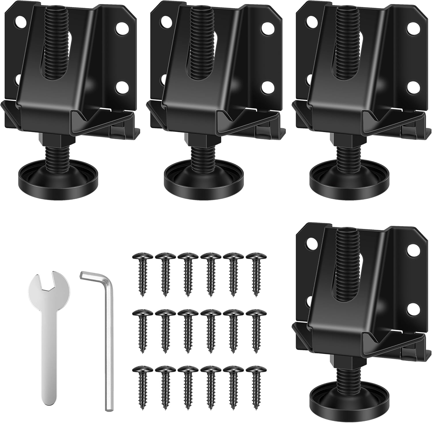 4 Pack Folding Shelf Brackets, Heavy Duty Lock Extension Support Black Folding Table Legs, Adjustable Furniture Legs for Table Bed Leg Cabinets, Workbench, Foldable Bracket