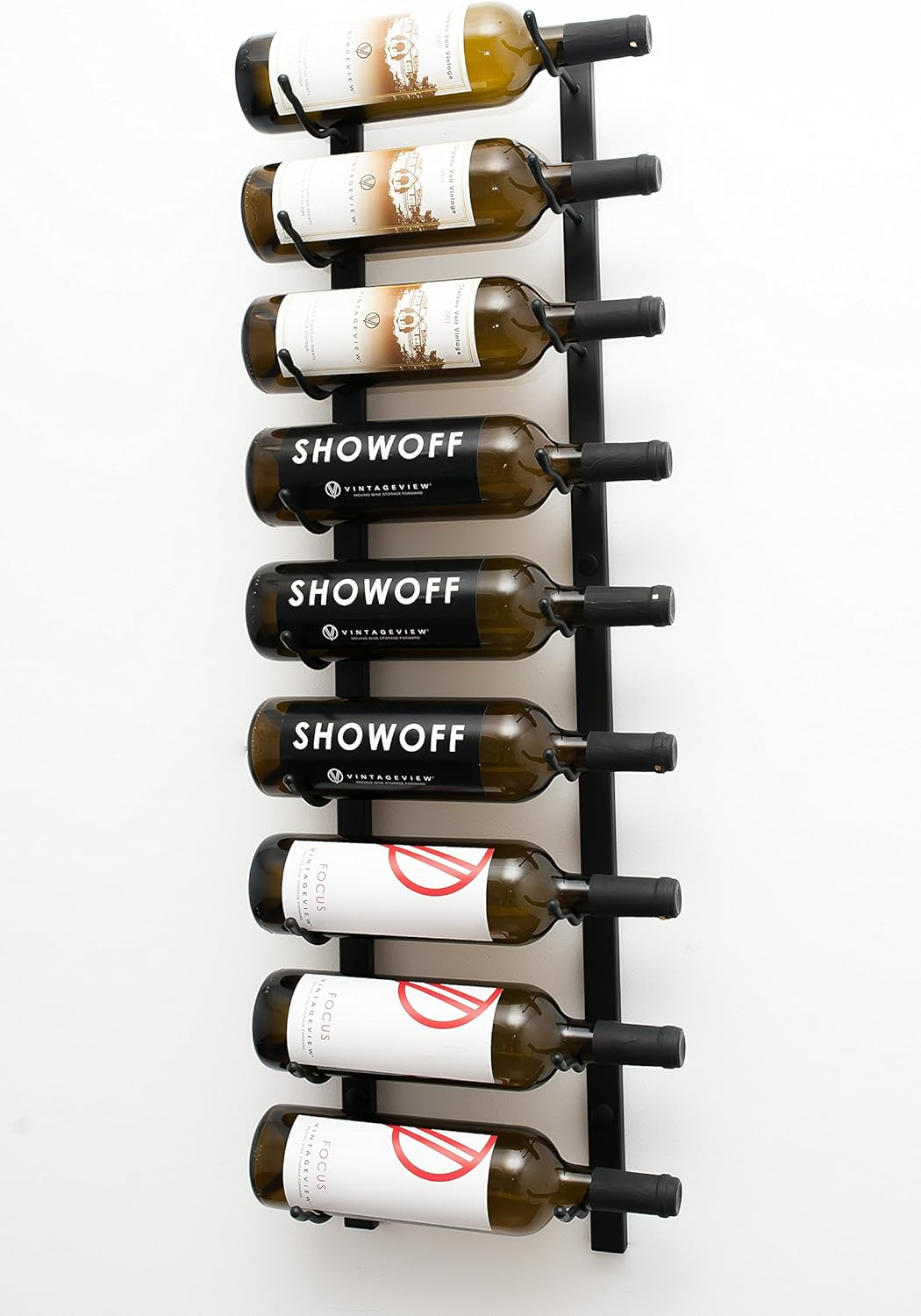 Matte Black Metal Wall Mounted 9-Bottle Wine Rack