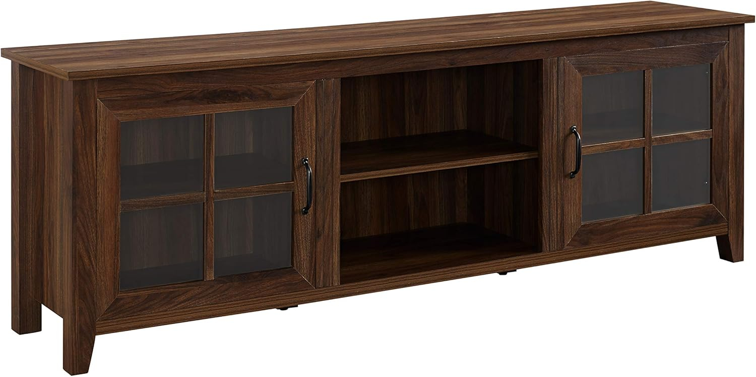 Walker Edison Modern Farmhouse TV Stand for TVs Up to 78", Dark Walnut